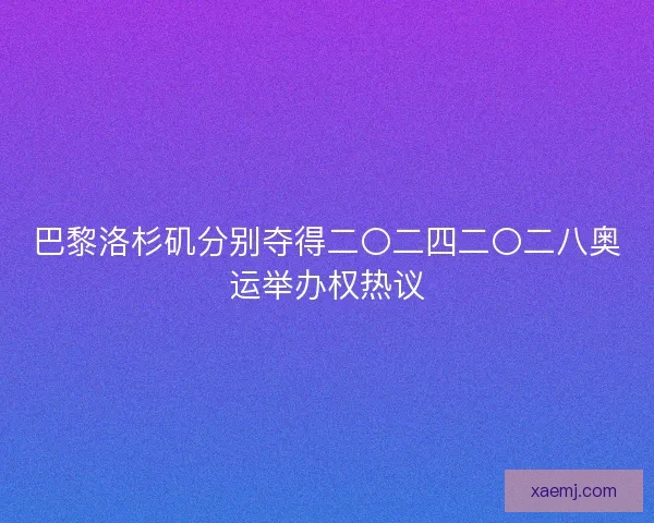 巴黎洛杉矶分别夺得二〇二四二〇二八奥运举办权热议